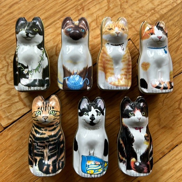 Hunkydory Design Accents Rare Set Of 7 Mini Cat Tins From 986